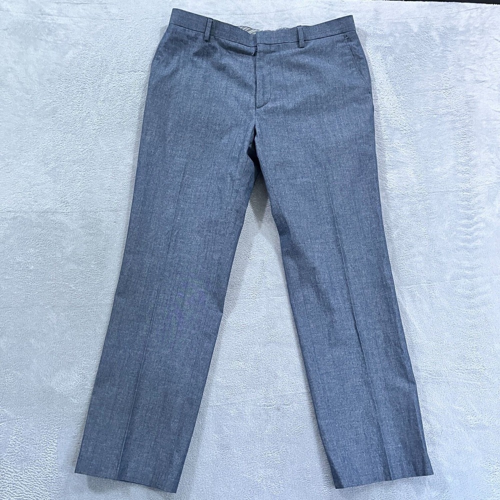 Banana Republic Dress Pants Men's 36x32 Tailored Slim-Fit Cotton Gray‎ Preppy
